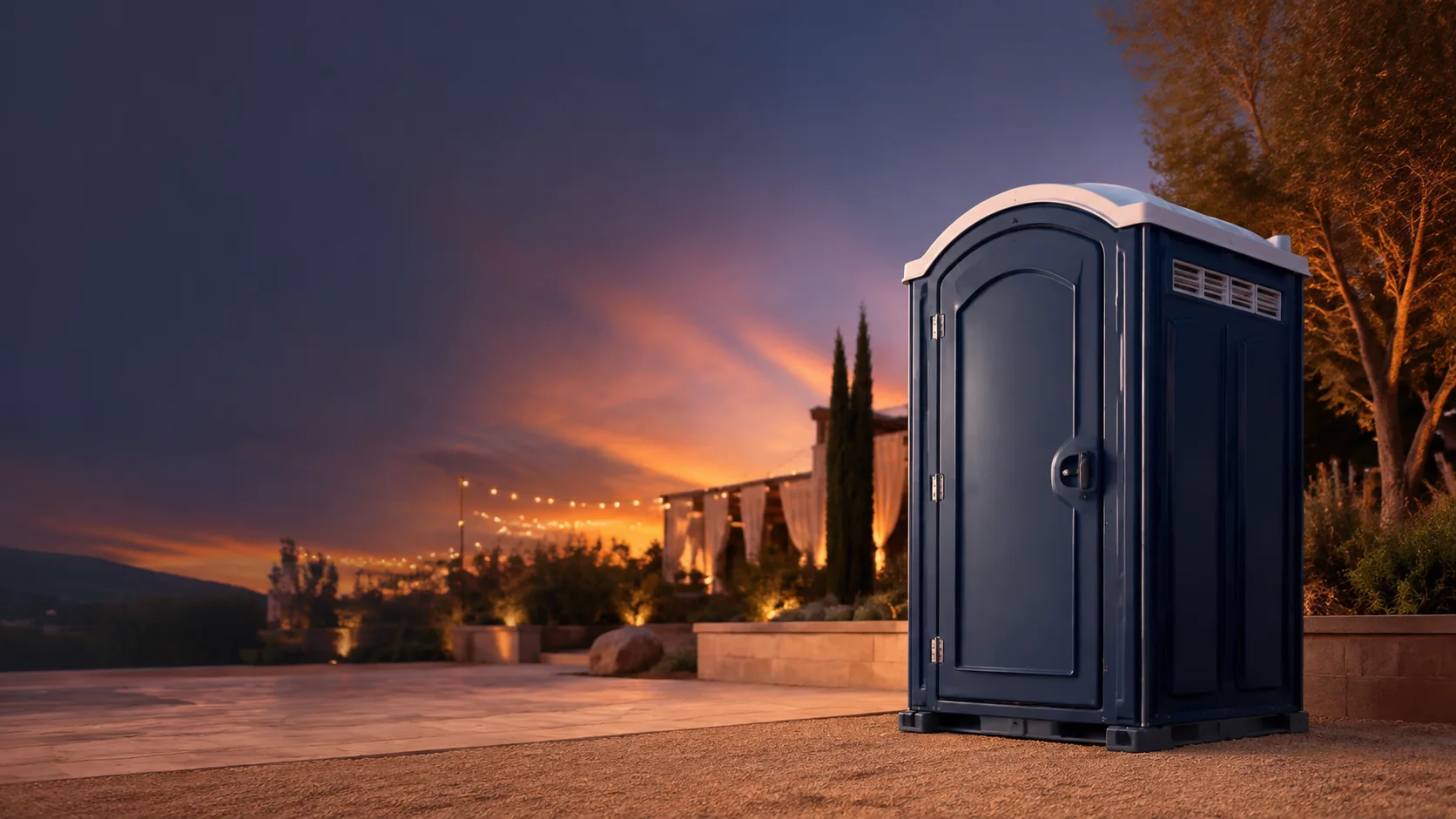 Portable restroom shown for rental planning in Jackson, TN